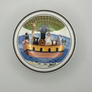 Villeroy & Boch Naif Noah's Ark 4" Porcelain Candy Trinket Box & Lid LaPlau